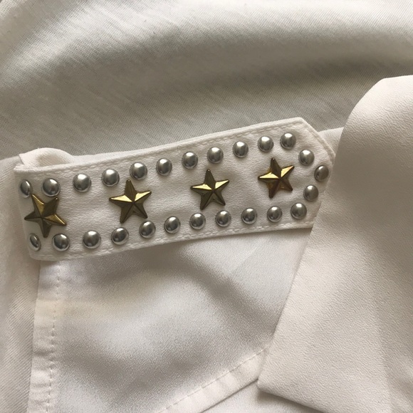 H&M Button-Down Blouse w/Embellished Shoulders - Picture 4 of 7